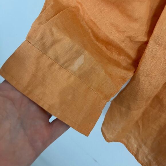 J. Jill Orange Linen Button Front Shirt Women Size Small - Picture 7 of 10